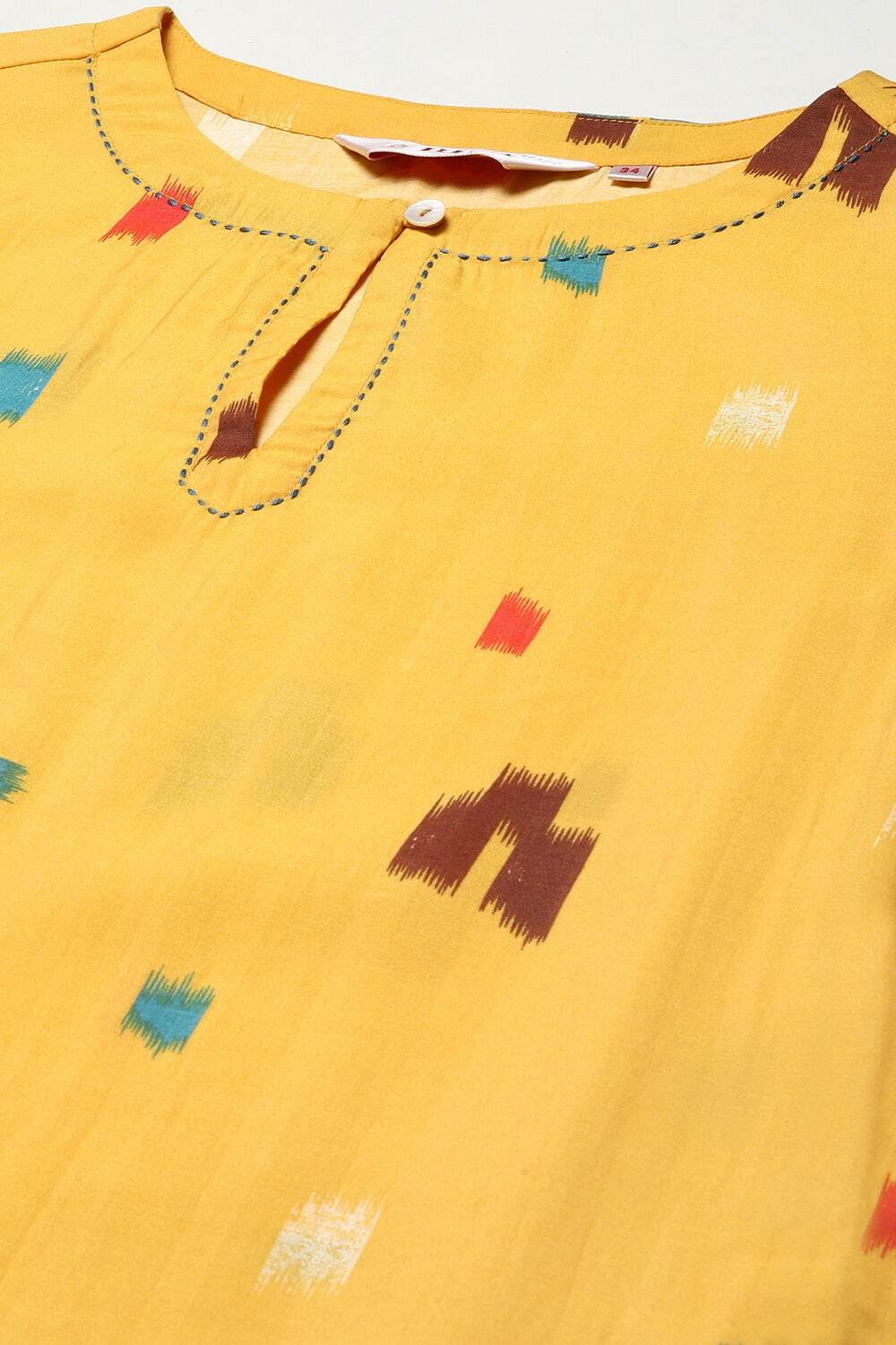 Yellow Viscose Straight Printed Kurta image number 1