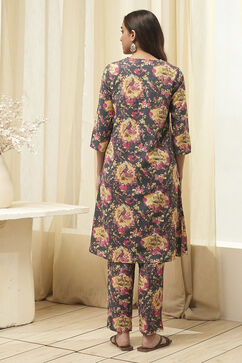 Navy Berry Rayon Flared 2 Piece Set image number 4