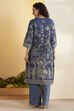 Navy Cotton Straight Kurta image number 4