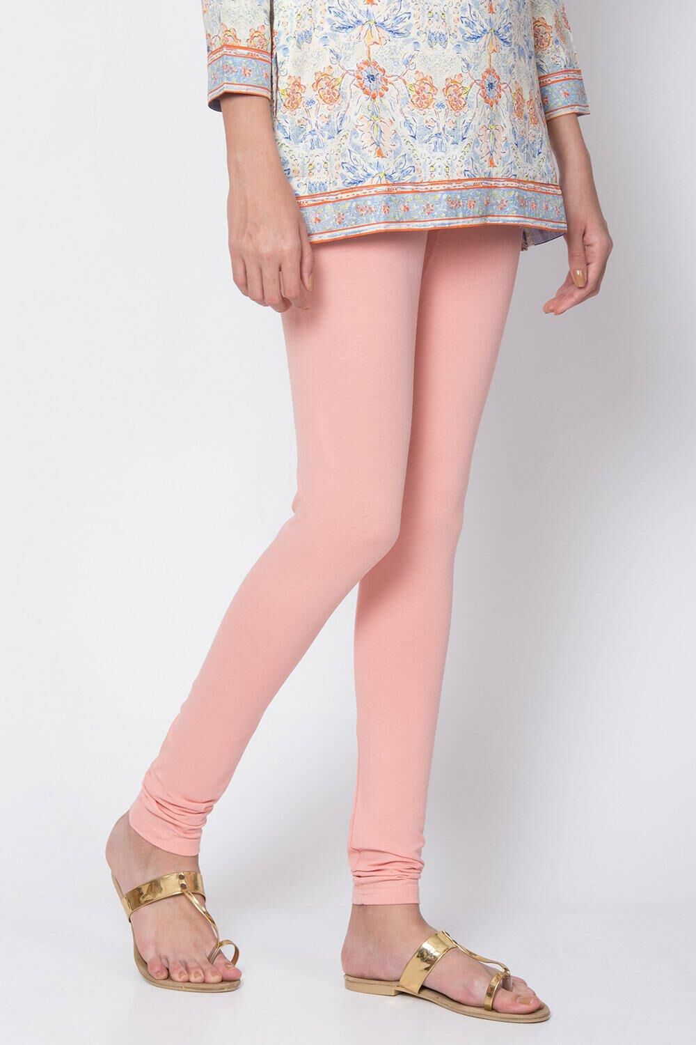 Camel Cotton Blend Solid Churidar image number 2