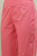 Pink Cotton Straight Kurta Slim Pant Suit Set image number 2