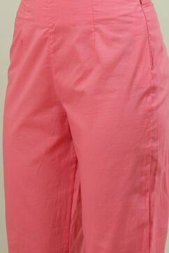 Pink Cotton Straight Kurta Slim Pant Suit Set image number 2