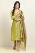 Maroon Cotton Handloom Unstitched Suit Set image number 7