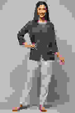 Charcoal Rayon Straight Jacket image number 0