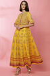 Yellow Art Silk Anarkali Printed Kurta Dress image number 3