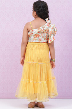 Yellow Art Silk Flared Lehenga image number 4