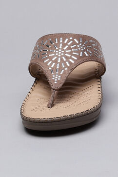 Cream Synthetic Suede Sandals image number 5