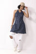 Indigo Cotton Printed A Line Short Kurti