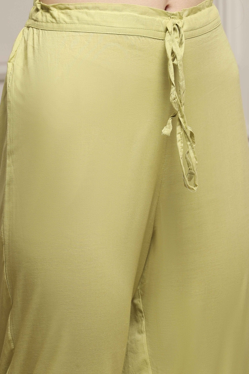 Peach Art Silk A-Line Kurta Regular Pant Suit Set image number 2