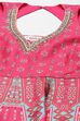 Fuschia Cotton Blend Flared Printed Kurta Suit Set image number 1