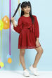 Cherry Red Flared Art Silk Dress image number 0