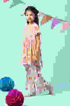 Off White & Red Rayon Printed Sleepwear image number 3