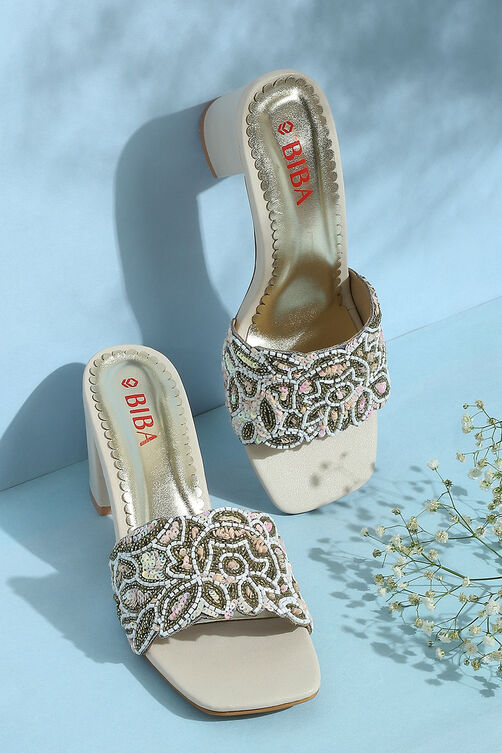 Buy Gold Embroidered Slip-Ons for INR1499.50 |Biba India
