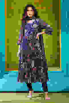 Indigo Polyester Anarkali Suit Set image number 7