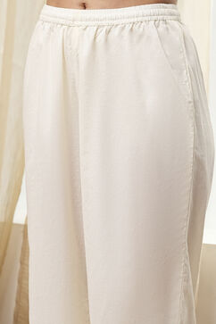 Off-White Cotton Embellished Anarkali Suit Set image number 2