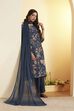 Blue Viscose Blend Straight Suit Set