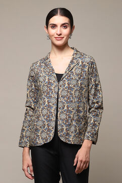 Brown Viscose Straight Printed Jacket image number 5