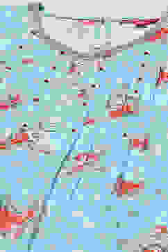 Blue Cotton Floral Printed A-Line Kurta Set image number 1