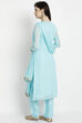 Turquoise Georgette Easy Stitch Suit Set image number 5