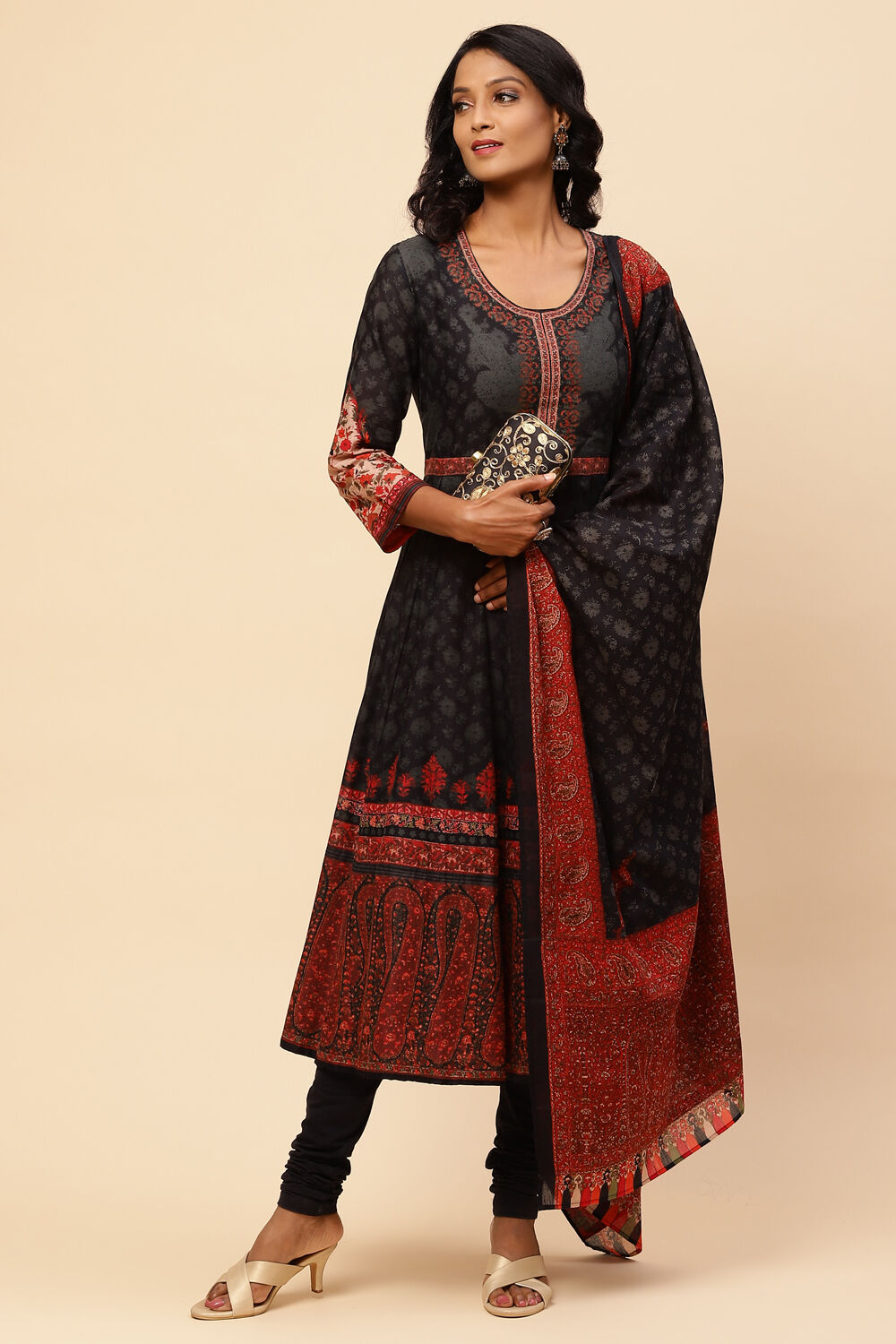 Biba red clearance anarkali
