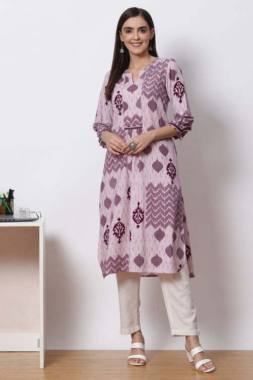 Plum Cotton Straight Kurta image number 0