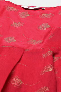 Pink Cotton Blend Flared Printed Dress image number 1