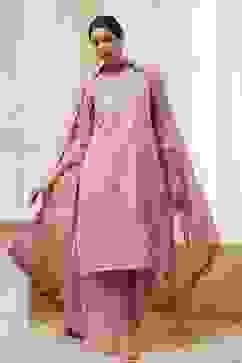 Powder Pink Embroidered Straight Suit Set image number 5