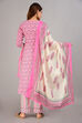 Pink Cotton Screen Print Unstitched Suit Set image number 8