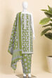 Teal Cotton Printed Unstitched Suit Set image number 4