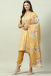 Mustard Viscose Straight Kurta Pants Suit Set image number 5