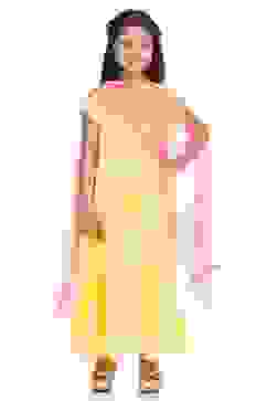 Yellow Cotton Anarkali Suit image number 0