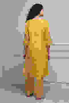 Lime Cotton Blend Printed Straight Suit Set image number 4