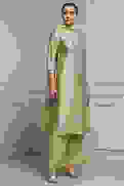 Light Green Art Silk Embroidered Straight Suit Set image number 5