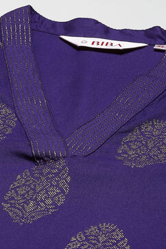 Pink & Purple LIVA Straight Printed Kurta image number 1