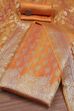 Rust Banarasi Chanderi Banarasi Print Unstitched Suit Set image number 0