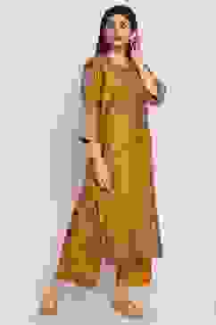 Mustard A Line Kurta image number 3