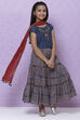 Teal Poly Cotton Girls Lehenga Set image number 6