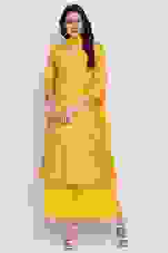 Ochre Flared Kurta Palazzo Suit Set image number 0