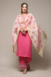 Pink LIVA Straight Kurta Narrow Palazzo Suit Set image number 0