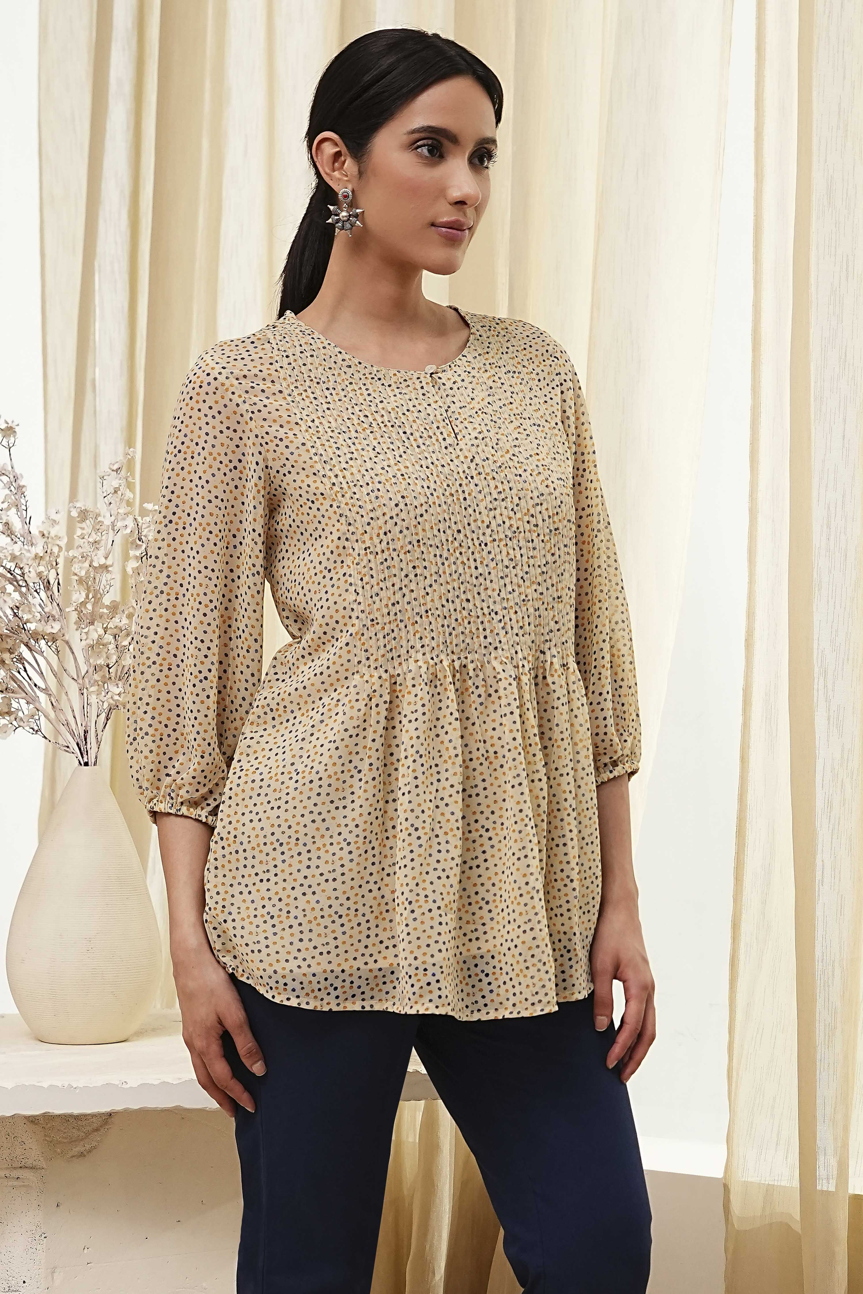 Beige Straight Kurta image number 4