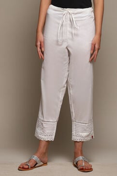 White Cotton Solid Pant image number 5