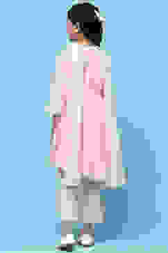 Pink Schiffli Cotton Flared Kurta With Palazzo & Net Dupatta image number 5