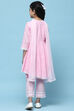 Pink Schiffli Cotton Flared Kurta With Palazzo & Net Dupatta image number 5