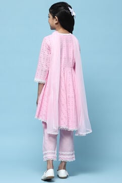 Pink Cotton Flared Suit Set image number 5