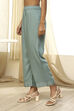 Dull Blue Solid Straight Palazzo image number 2