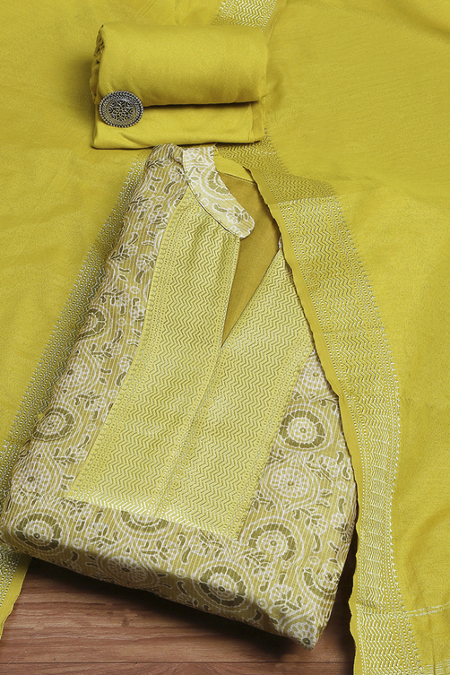 Orange Cotton Digital Print Unstitched Suit Set image number 0