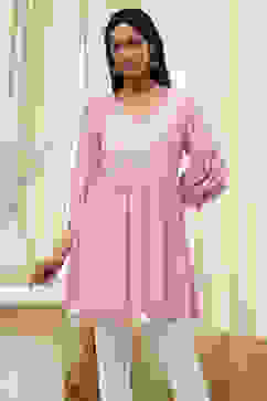 Pink Solid Flared Short Kurta image number 0