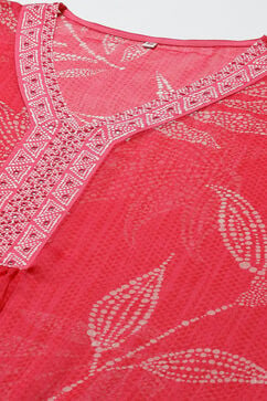 Pink Cotton Blend Straight Printed Kurta image number 3