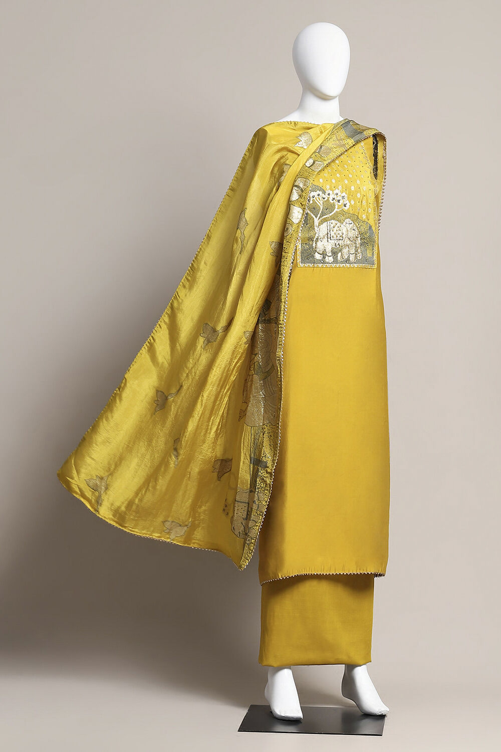 Mustard Modal Unstitched Suit Set image number 0