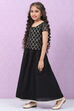 Black Art Silk Straight Lehenga Set image number 4